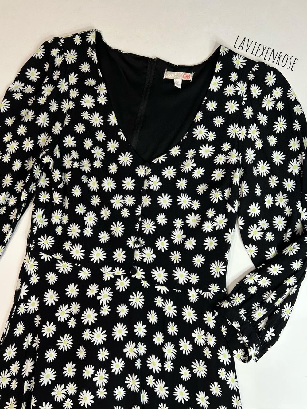 GB Daisy Print Black Dress